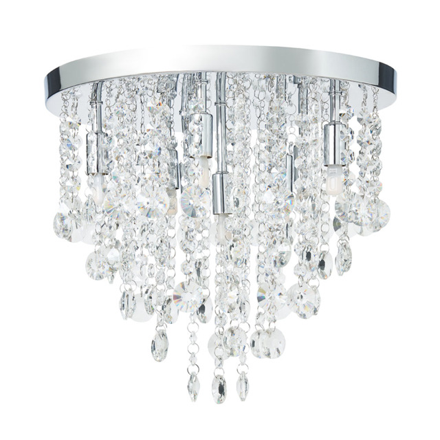 Montego 9 Light Crystal Effect Semi Flush Ceiling Light - Chrome - image 1
