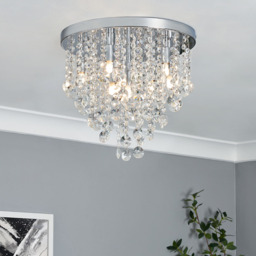 Montego 9 Light Crystal Effect Semi Flush Ceiling Light - Chrome - thumbnail 5