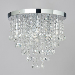 Montego 9 Light Crystal Effect Semi Flush Ceiling Light - Chrome - thumbnail 3