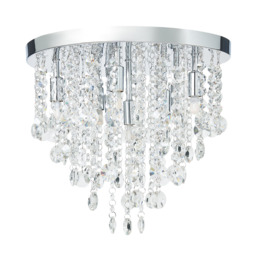 Montego 9 Light Crystal Effect Semi Flush Ceiling Light - Chrome - thumbnail 1
