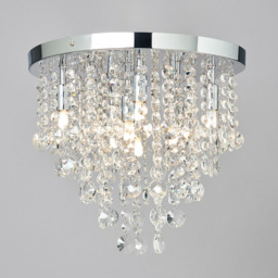 Montego 9 Light Crystal Effect Semi Flush Ceiling Light - Chrome - thumbnail 2