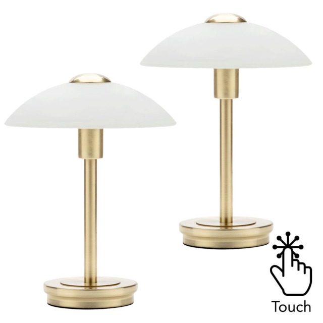 2 Pack of Alabaster Shade Touch Table Lamp - Satin Brass - image 1