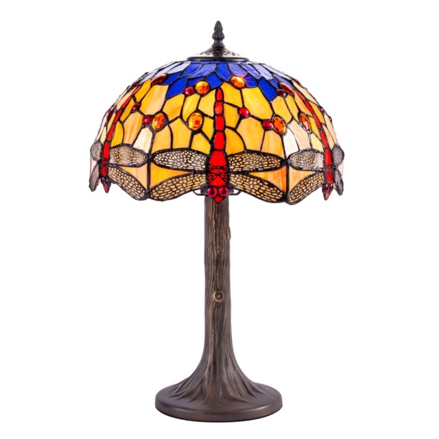 Tiffany by Tiff 1 Light 30cm Dragonfly Table Lamp - Antique Brass - image 1