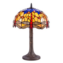 Tiffany by Tiff 1 Light 30cm Dragonfly Table Lamp - Antique Brass - thumbnail 1