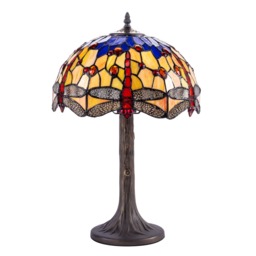 Tiffany by Tiff 1 Light 30cm Dragonfly Table Lamp - Antique Brass - thumbnail 2