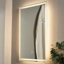 Dux 25 Watt Rectangle LED Bathroom Mirror with Touch Demist - Silver - thumbnail 5