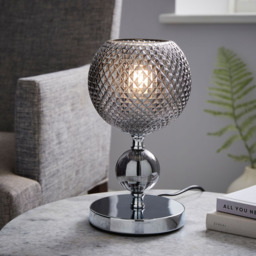 Janie Table Lamp with Smoke Shade - Chrome - thumbnail 7