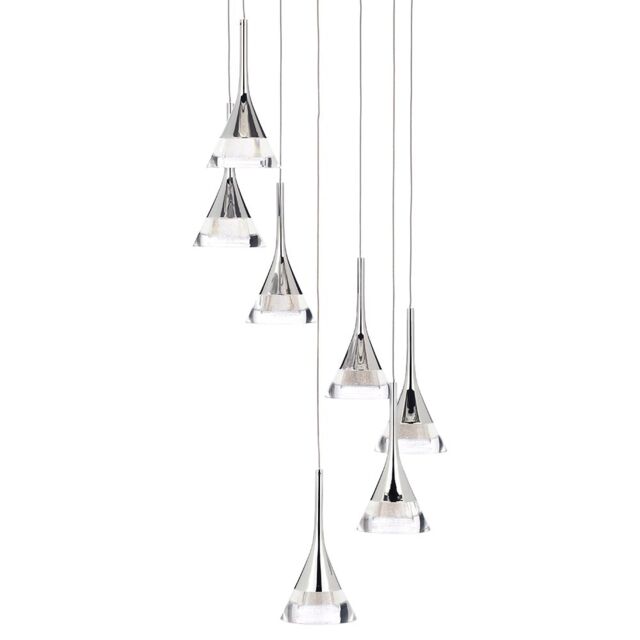 Visconte Gem Conical LED 7 Light Ceiling Cluster Pendant - Chrome - image 1