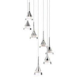 Visconte Gem Conical LED 7 Light Ceiling Cluster Pendant - Chrome