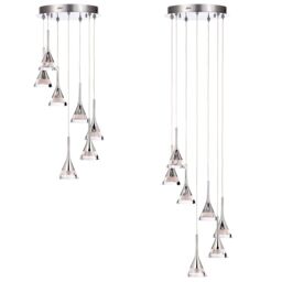 Visconte Gem Conical LED 7 Light Ceiling Cluster Pendant - Chrome - thumbnail 6