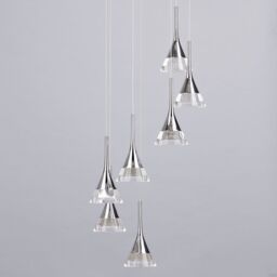 Visconte Gem Conical LED 7 Light Ceiling Cluster Pendant - Chrome - thumbnail 3