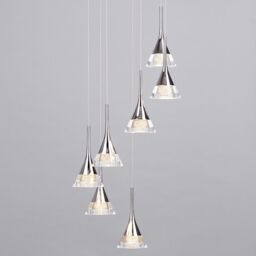 Visconte Gem Conical LED 7 Light Ceiling Cluster Pendant - Chrome - thumbnail 2