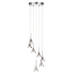 Visconte Gem Conical LED 7 Light Ceiling Cluster Pendant - Chrome - thumbnail 5