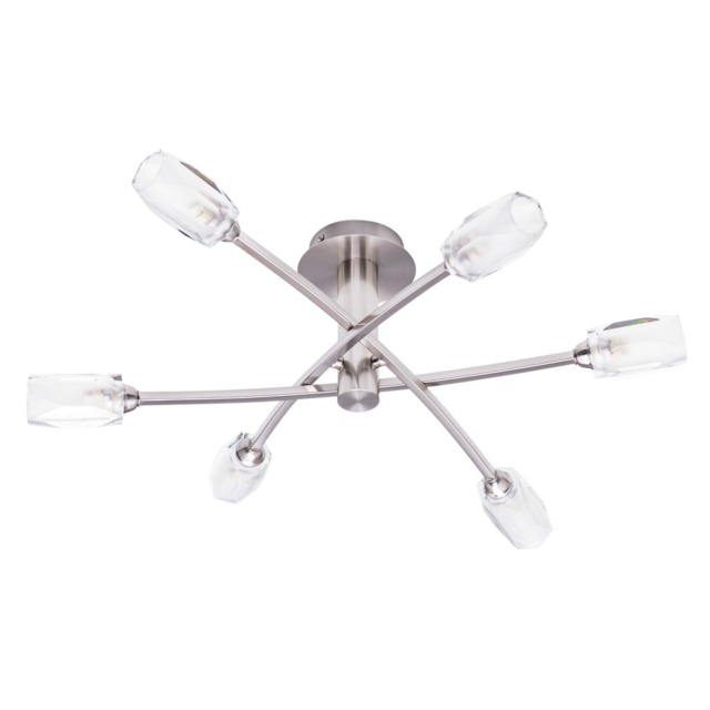 Macti 6 Light Semi Flush Ceiling Light - Satin Nickel - image 1