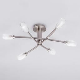 Macti 6 Light Semi Flush Ceiling Light - Satin Nickel - thumbnail 3