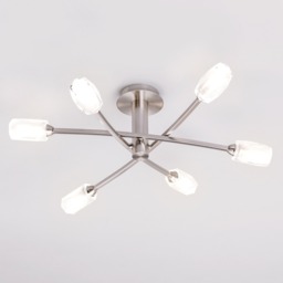 Macti 6 Light Semi Flush Ceiling Light - Satin Nickel - thumbnail 2
