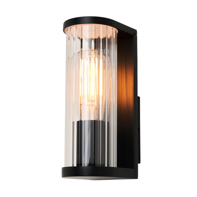 Portia 1 Light Outdoor Ribbed Outdoor Wall Light - Black - image 1