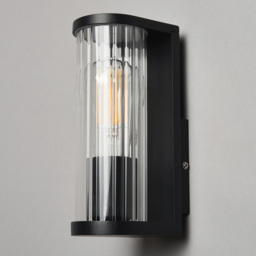 Portia 1 Light Outdoor Ribbed Outdoor Wall Light - Black - thumbnail 3