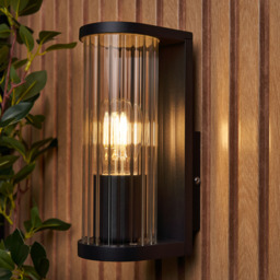 Portia 1 Light Outdoor Ribbed Outdoor Wall Light - Black - thumbnail 5