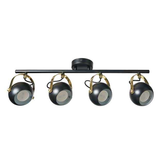 Eyeball 4 Light Adjustable Ceiling Spotlight Bar - Black & Brass - image 1