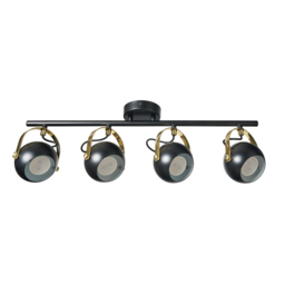 Eyeball 4 Light Adjustable Ceiling Spotlight Bar - Black & Brass