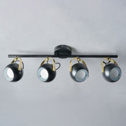 Eyeball 4 Light Adjustable Ceiling Spotlight Bar - Black & Brass - thumbnail 3