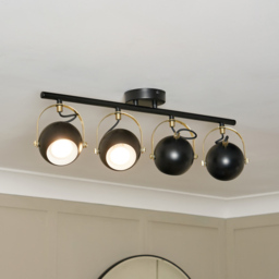 Eyeball 4 Light Adjustable Ceiling Spotlight Bar - Black & Brass - thumbnail 5