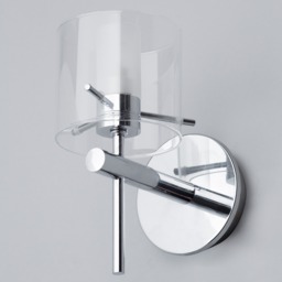 Lincoln 1 Light Bathroom Wall Light with Cylinder Glass Shade - Chrome - thumbnail 3