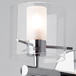 Lincoln 1 Light Bathroom Wall Light with Cylinder Glass Shade - Chrome - thumbnail 4
