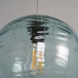 Visconte Sarno 1 Light Ceiling Pendant with Blue Glass Shade - Nickel - thumbnail 4