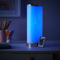 Glow Starburst Colour Changing LED Cylinder Table Lamp - White - thumbnail 6