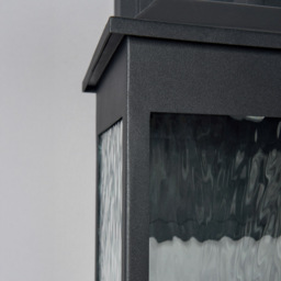 Saxon Large LED Outdoor Wall Light with Water Ripple Glass - Black - thumbnail 4