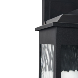 Saxon Large LED Outdoor Wall Light with Water Ripple Glass - Black - thumbnail 8