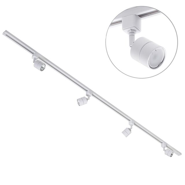 2 metre Track Light Kit with 4 Soho Heads and LED Bulbs - White