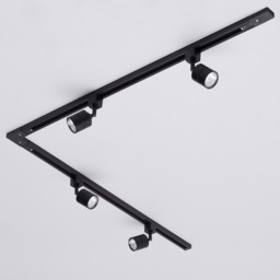 2m L Shape Track Light Kit with 4 Soho Heads and LED Bulbs - Black - thumbnail 3