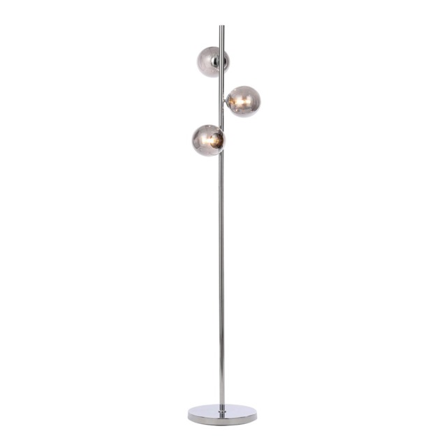 Laszlo 3 Light Glass Ball Floor Lamp - Chrome - image 1