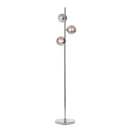 Laszlo 3 Light Glass Ball Floor Lamp - Chrome - thumbnail 1