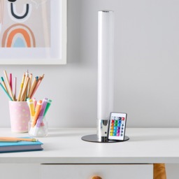 Glow Shimmer Cylinder Colour Changing LED Table Lamp - Chrome - thumbnail 5