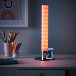 Glow Shimmer Cylinder Colour Changing LED Table Lamp - Chrome - thumbnail 8