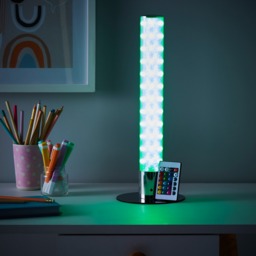 Glow Shimmer Cylinder Colour Changing LED Table Lamp - Chrome - thumbnail 7