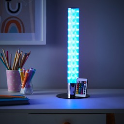 Glow Shimmer Cylinder Colour Changing LED Table Lamp - Chrome - thumbnail 6