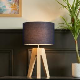 Devlin Wooden Tripod Table Lamp - Navy - thumbnail 6
