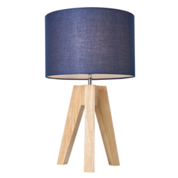 Devlin Wooden Tripod Table Lamp - Navy