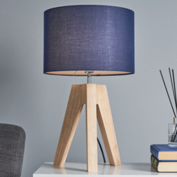 Devlin Wooden Tripod Table Lamp - Navy - thumbnail 5