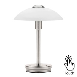 Alabaster Shade Touch Table Lamp - Satin Nickel - thumbnail 1