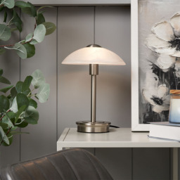 Alabaster Shade Touch Table Lamp - Satin Nickel - thumbnail 6