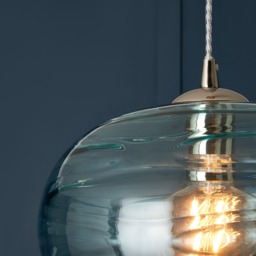 Visconte Sarno 1 Light Ceiling Pendant with Blue Oval Glass Shade - Nickel - thumbnail 8
