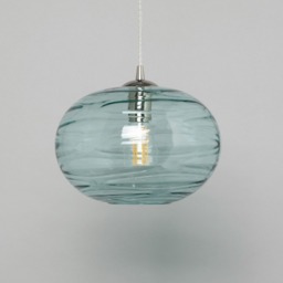 Visconte Sarno 1 Light Ceiling Pendant with Blue Oval Glass Shade - Nickel - thumbnail 3