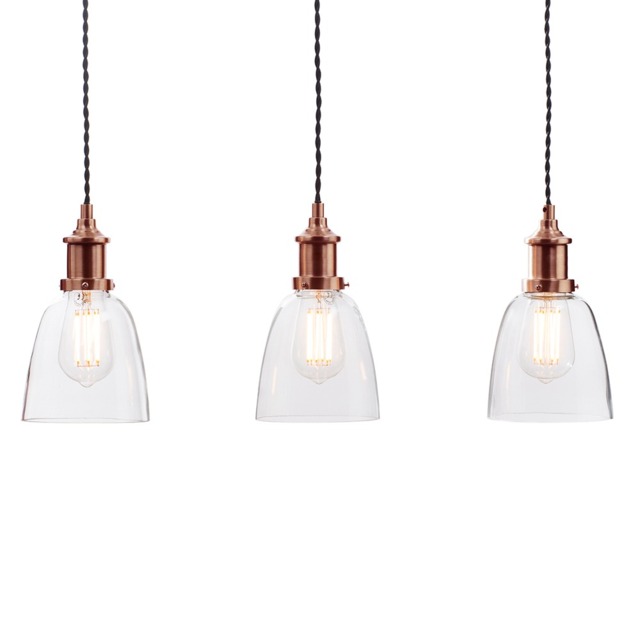 Industrial 3 Light Diner Style Ceiling Pendant - Copper - image 1