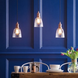 Industrial 3 Light Diner Style Ceiling Pendant - Copper - thumbnail 5